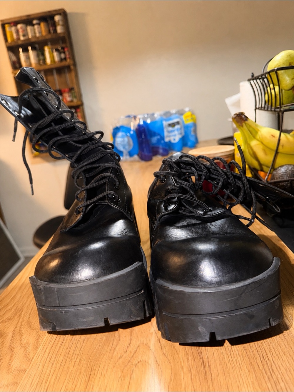 Balenciaga Black Leather Platform Lug Lace-Up Boots - Picture 6 of 10